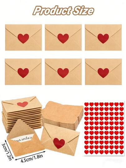 30_60pcs Envelope Mini Envelope Love Stickers, Small Valentine's Day Greeting Card For Him, Her Little Love Notes For Her Boyfriend And Girlfriend, Cute Gifts For Special Occasions, Suitable For Christmas, Valentine's Day, Anniversaries, And Small Surprises In Daily Life
