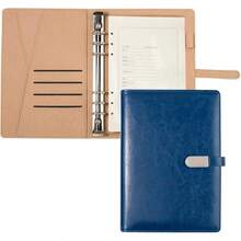 Organizador de carpetas A5 – Planificador de negocios unisex – Diario de piel sintética – Carpeta de 6 anillos recargables, bloc de notas, organizador de viaje para hombres y mujeres (Gris) - Gris - Ver 9