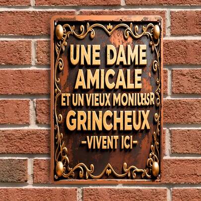 1pc Vintage Carved Iron Plaque, French Style Home Decor Metal Wall Hanging, Creative Room Door Sign Wall Art Craft, Living Room & Study Decoration
