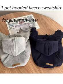 1pc Autumn/Winter Hooded Versatile Fleece Sweatshirt For Teddy, Pomeranian, Bichon Frise, Pet Dog/Cat, Small Breed - Multicolor - View 8