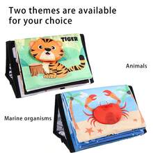 婴儿布书，婴儿镜面布书，黑白动物和海洋生物布书，双面翻页设计，有助于培养宝宝的认知能力 - 彩色 - 查看 9