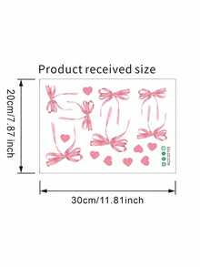 1pc Creative Pink Bow Decorative Wall Sticker, Suitable For Bedroom, Living Room, Romantic Atmosphere Decor For Valentine's Day - Multicolor - View 2