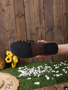 Women's Summer New Casual Fashion Wedge Thick Bottom Slippers, Plus Size Wholesale Open Toe Beach Sandals - Black - View 8