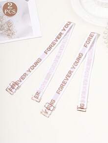 1 Pair Adjustable Metal Chain & Letter Print Shoulder Strap Set, Invisible Non-Slip Rhinestone Decor Shoulder Straps For Party, Backless Dress, Daily Wear - Multicolor - View 10