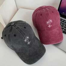Unisex Vintage Washed Cotton Caps Coconut Tree Embroidery Baseball Cap Men Women Adjustable Casual Outdoor Streetwear Sports Hat - 海軍 - 查看 11
