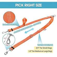 BAAPET Separador de Correa Doble para Perro, Sin Enredos, Doble Acoplador de Correa para Dos Perro Caminatas y Extensión de Entrenamiento para Pequeños, Medianos o Grandes Perros (2.0 CM x 50~80 CM, Naranja) - Pequeño (2.0 CM x 50-80 CM)-Naranja - Ver 5
