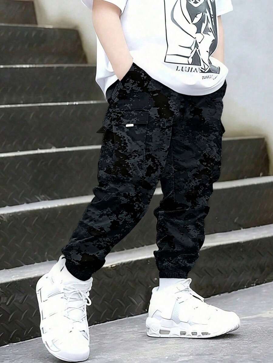 1件装 男童休闲户外通勤迷彩工装裤，春秋季 - 彩色 - 查看 1