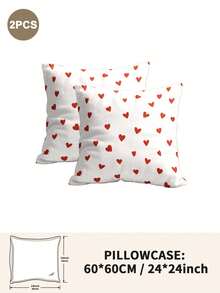 1pc/2pcs/4pcs Polyester Heart Pattern Pillowcase (Pillow Insert Not Included), Soft & Comfortable, Suitable For All Seasons - Multicolor - View 47