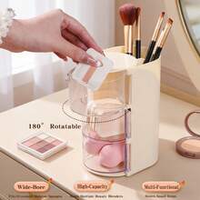 1pc Rotating Makeup Organizer Box - Can Store Makeup Brushes, Combs, Hair Clips, Hair Ties, Hair Claws And Jewelry, Perfect Gift For Halloween/Christmas/Thanksgiving