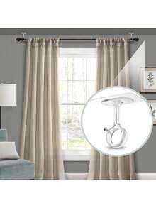 2pcs Curtain Rod Brackets, Ceiling Mount Curtain Rod Holders, Heavy Duty Self-Adhesive Curtain Rods, Adjustable Curtain Hooks, Suitable For Wardrobe, Bedroom, Bathroom, Kitchen, Apartment (Black And White) - Multicolor - View 10