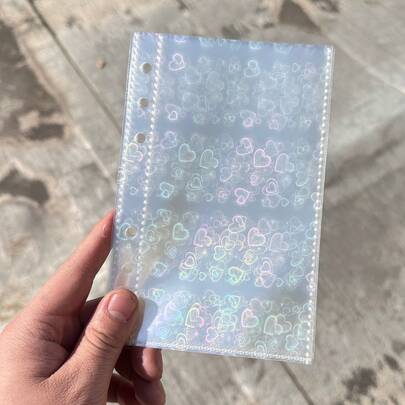 10/20张爱心全息贴纸，A6透明内页，3D浮雕贴纸，贴纸簿补充装，照片卡片收纳，剪贴簿，适合制作贴纸书，活页夹补充装，贴纸收纳，学校用品，新学期用品，办公用品。