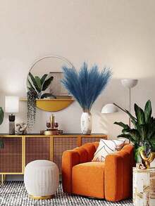 Artificial Pampas Grass Home Decor 50/30/20/10/Piece 55mm Purple Gradient, Pink Gradient, Blue Gradient Artificial Pampas Grass, High-Simulation Artificial Pampas Grass Flowers For Decoration, Large Artificial Pampas Grass Branches, Pampas Grass, Suitable For Floor Vases, Pampas Grass Decoration, Vase Filler, Floor Vase Filler, Bohemian Style Home Decoration - Blue - View 2