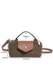 Women's Fabric Nylon Mini Crossbody Bag, Magnetic Snap Dumpling Bag, Casual Cute Fashion Handbag - Army Green - View 8