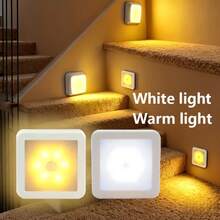 1pc/3pcs Auto Sensor LED Night Light, Wireless Wall Lamp, Battery Powered, Suitable For Stairs, Cabinets, Bathroom, Steps, Bedroom, Corridor, Indoor Decor - Light Grey - View 3
