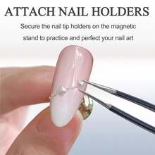 Magnetic Nail Stand Press-On & Acrylic Nails – Pcs Transparent Double-Sided Adhesive Nail Art And Design, Home Or Salon Use (Pink) - Pink - View 6