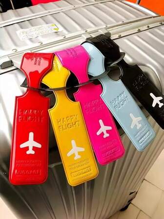 1PC Airplane Design Creative Luggage Tag, Travel Accessory, PU Leather Luggage Tag, Suitcase Tag, Identification Address Tag, Boarding Pass, Travel Identification Tag, Travel Essential, Travel Organizer, Suitable For Beach Trips, Summer Vacations, Back-To-School Trips