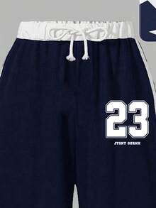 Tween Girl Numeric Print Oblique Shoulder Sweatshirt And Sweatpants Set - White - View 5