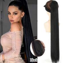 Long Straight Drawstring Ponytail Extensions Black Brown Blonde 34/36inch Long Fake Pony Tail Natural Soft Clip In Hairtail Extension Synthetic Heat Resistant Ponytail Hairpiece For Women Daily Wear ﻿1pc - Multicolor - View 15