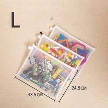 网状收纳袋（大/中/小）套装，大容量手工小物件收纳袋，透明网状拉链文件袋，A4/A5/A6铅笔盒，文件收纳袋，化妆包 - 白色 - 查看 3