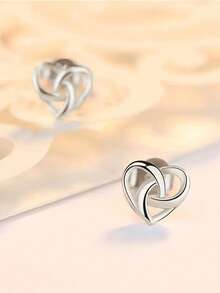 1 Đôi bông tai hình trái tim đính đá Cubic Zirconia, thích hợp cho nữ, phù hợp cho đám cưới, lễ đính hôn, kỷ niệm, tiệc tùng, ngày Valentine và các dịp khác. - Bạc - Xem 3