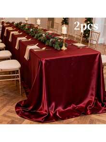 1 pièce Extra Large Nappe en Satin, Nappe Rectangulaire en Polyester Rouge Bourgogne - Convient pour la Décoration de Table de Salle à Manger de Mariage, Anniversaire, Réception, Restaurant, Banquet d'Affaires, Rassemblement Familial, Fête en Plein Air, Noël, Halloween, Saint-Valentin, Pendaison de Crémaillère, Remise des Diplômes, Nouvel An et Réception de Fête, ainsi que d'autres Nappes de Fête, Matériau Satiné Lisse et Brillant, Réutilisable - Rouge foncé - Voir 19