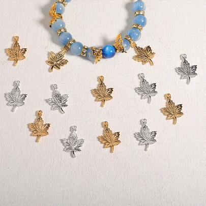 10/20/30pcs Gold And Silver Maple Leaf Pendant Bracelet, Necklace, Earrings, Pendant, Beaded Bracelet, DIY Jewelry Accessories