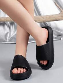Unisex Kids' Fashion Slippers, Soft & Thick-Soled Children's House Slippers For Beach, Pool, Shower, Comfortable Indoor/Outdoor Toddler Sandals - Black - View 6