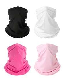 1 pieza/2 piezas Máscara facial elástica y transpirable de unicolor y estampada, pasamontañas versátil para uso diario al aire libre, senderismo, pesca, etc. - Multicolor - Ver 1