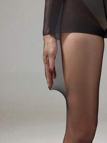 1 Pair 20D Women's Shaping Comfortable Transparent Pantyhose, Soft Black Tights - Black - View 3