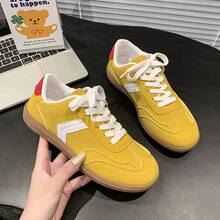 أحذية رياضية كاجوال عتيقة للنساء، أحذية بيضاء جديدة للربيع/الخريف متعددة الاستخدامات وقابلة للتنفس، أحذية جري للطلاب - أصفر - مشاهدة 9