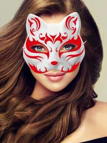 1/6/10/20pcs Orc Mask, White Cat Fox Mask, Blank DIY Mask, Animal Half Face Mask, Masquerade Costume Party Role Play - White - View 2