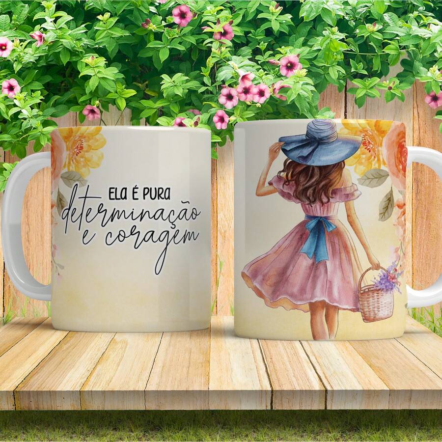 Personalized Mug With Phrase, Gift, Glossy Porcelain - DETERMINACIÓN Y CORAJE - Ver 1