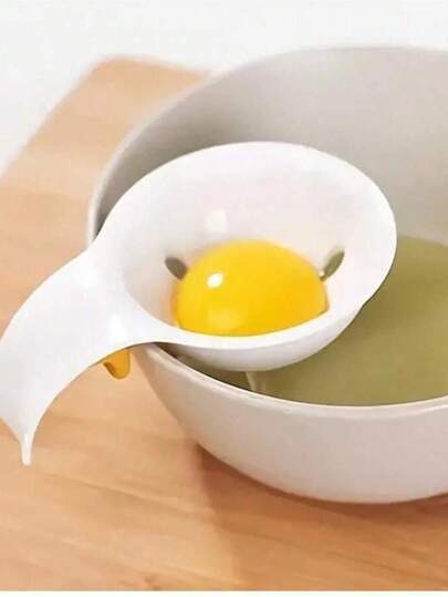 1pc White Plastic Egg Yolk Separator, Household Egg White Filter Baking Cooking Kitchen Tool