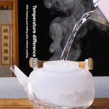 高硼硅玻璃茶壶，适用于炉灶，手工玻璃壶身配竹柄，适合冲泡散装茶叶，耐热硼硅玻璃茶壶内置滤茶器，兼容炉灶和电磁炉。 - 透明茶壺 - 查看 3
