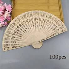 10/20/100pcs Romantic Wedding Exclusive: Customized Hollow Fragrant Wood Folding Fans, Add Charm To Your Love, Portable And Space-Saving, Vintage Chinese Style Fans For Ladies, Moon & Star Design For Wedding ,Poetcore ,Forever Love - Openwork Fan - View 14