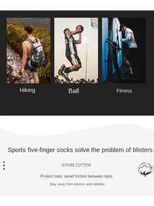 3双秋冬季分趾袜，透气吸汗防滑耐用男士户外徒步袜，均码（39-45）