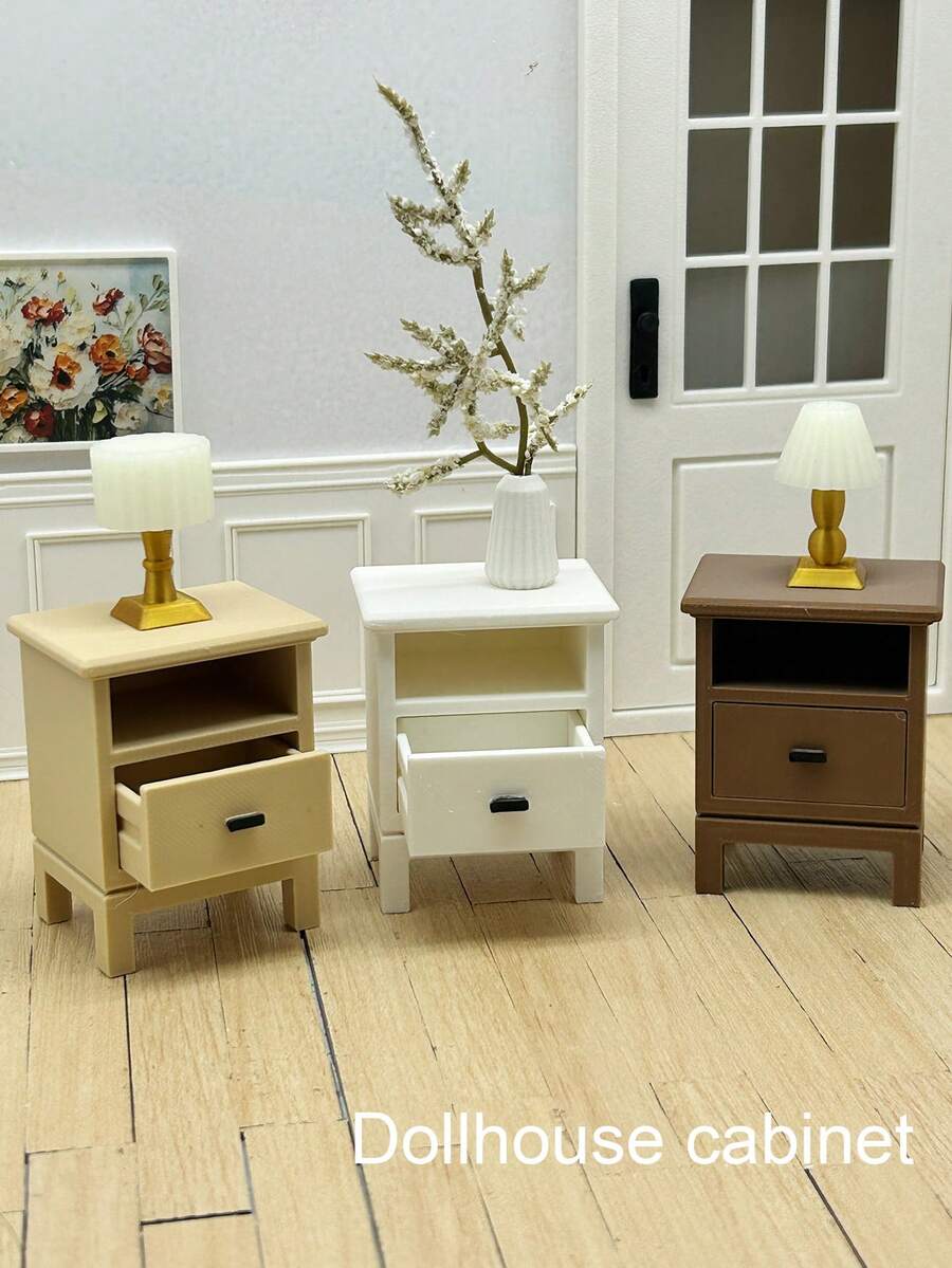 Tủ đầu giường thu nhỏ tỷ lệ 1:12, mô hình tủ đựng đồ nội thất nhà búp bê, tủ ngăn kéo thực tế, không phải gỗ, mô hình nhựa trang trí nhà, thích hợp để trang trí nhà búp bê, đạo cụ chụp ảnh tiểu cảnh, trang trí phòng. - Nhiều màu - Xem 1