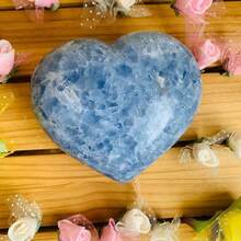 Natural Blue Heart-Shaped Stone Ornament, Suitable For Home Daily, Office, Study And Other Multi Scene Decoration, Also A Holiday Gift For Family And Friends On Christmas And Thanksgiving - 藍色 - 查看 2