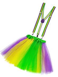 2Pcs D EXCEED Women's Carnival Cosplay Costume Accessories Set Suspenders Mardi Gras Tutu Skirt For St. Patrick's Day Concerts Easter Dance Performances Party Costume Set - Multicolor - View 14