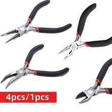 Yiwu Qiyou Accessories Co., LTD 4pcs/1pc Jewelry Pliers Tool Kit Includes Needle Round Wire Cutter And Curved Nose Pliers For Jewelry Beading Repair Supplies Wire Wrapping Multifunctional Tools Home Essentials Creating A Mobile Phone Chain - Black and Red Pliers - View 1
