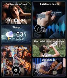 ESFOE Reloj Inteligente Hombre con Linterna,530mAh,1.43" AMOLED Smartwatch Hombre Militar con 5ATM Impermeable,132 Modos Deporte,Podómetro,Resistente Smart Watch Redondo con Llamadas Bluetooth - Tipo de Enchufe B USA (110-127V) - Ver 5