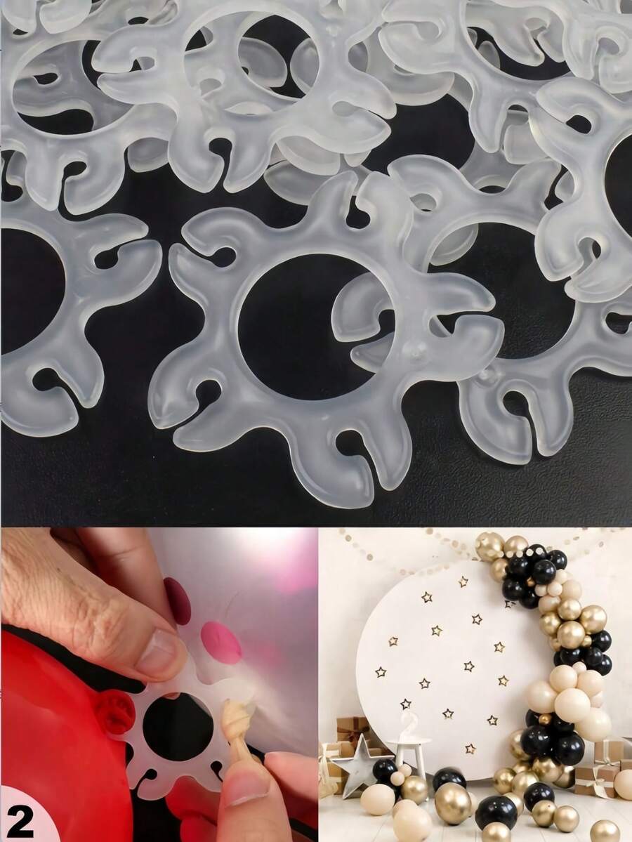 50pcs Balloon Clips, Balloon Arch Frame Connectors, Reusable Plastic Balloon Clips With Multi-Function Rings For Balloon Arch Columns Decoration, Suitable For Birthday, Wedding, Party Balloon Arch, Valentine's Day, Christmas, Halloween - Multicolor - View 1