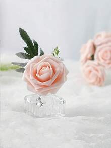 1pc/25pcs Artificial Rose Flowers With 2 Leaves, Perfect For DIY Wedding Bouquet, Valentine's Day, Mother's Day, Halloween And Christmas Party Centerpiece Or Home Decor - Multicolor - View 6
