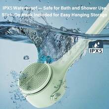 可充电电动身体及背部清洁刷 – 防水旋转沐浴刷，配有双长手柄和 5 个可替换刷头，用于深层清洁、去角质和按摩，礼品、赠品、庆祝活动 - 彩色 - 查看 7