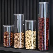 多功能密封罐 - 采用PET材质，透明设计，方便查看罐内物品，多种尺寸满足不同收纳需求，厨房用品，密封储物罐，圆形储物容器，多种尺寸可选，方便收纳和取用，可存放谷物、饼干、干果、意面、配件、文具等，多用途储物罐 - 透明 - 查看 5