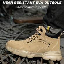 Apricot Steel Toe Boots For Men , Lightweight Indestructible Slip Resistant Waterproof Construction Safety Work Boots ,Anti-Smash  Anti-Puncture Construction Working Boots ,Security Protective Boots Men ,Security Protective Tough Comfortable Safety Men Shoes ,Steel Toe Boots Women,Fashionable Steel Toe Safety Boots For Work, Hiking Suitable For Sanitation Workers, Warehouses, Factories, Work And Outdoor Exploration, And Trainers - 卡其色 - 查看 10