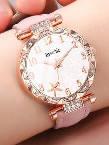 2pcs/Set Girls' Elegant Fashion Cute Floral Dial Quartz Watch With Floral Bracelet, Suitable For Girls' Daily Wear, Perfect For Girls' Party, Back To School, Vacation, Travel, Birthday, Holiday Decoration, Christmas Gift For Girls, Ideal Gift For Girls, Girls' Accessory - Multicolor - View 9
