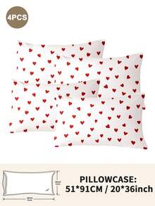 1pc/2pcs/4pcs Polyester Heart Pattern Pillowcase (Pillow Insert Not Included), Soft & Comfortable, Suitable For All Seasons - Multicolor - View 38