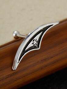 1pc Gothic Style Hidden Ear Cuff Earring, Deep Silver Tone Punk Jewelry, Medieval Ear Stud - Silver - View 2