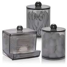 Paquete de 2/3 contenedores de baño dispensador Qtips, soporte para bolas de algodón de 10/7 oz, organizador de tarros de boticário para almacenamiento de hisopo de algodón - 2 piezas - Ver 3